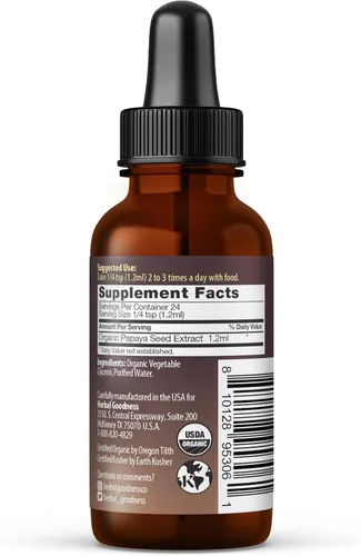 Vista 2 de Herbal Goodness Papaya Seeds Digestive Enzymes 1oz -Organic Papaya Seed Extract for Gut & Digestive Health Detox Cleanse Support, Non GMO