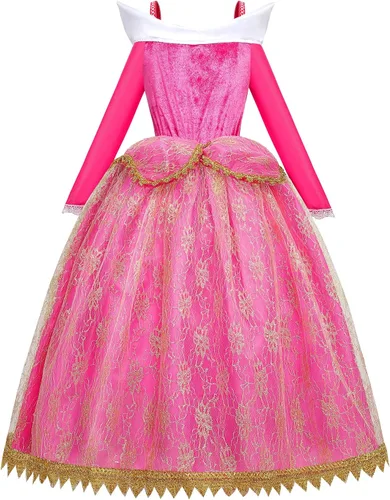 Vista 3 de LURLEEZ Disfraz de princesa para niñas, disfraz de princesa con accesorios, Halloween, carnaval, fiesta, cosplay para niños de 2 a 8 años