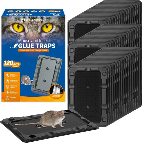 Vista 8 de LULUCATCH Mouse Traps, 8 Pack Glue Traps Mouse Traps Indoor for Home, Pre-Baited Non-Toxic Bulk Glue Boards for Mice, Snakes, Rat, Lizard & Spiders