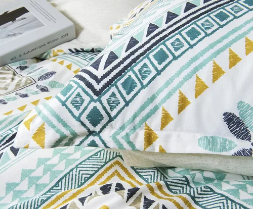 Vista 81 de Sleepbella - Edredón tamaño individual, algodón de 600 hilos, patchwork a rayas en blanco y azul marino, diseño reversible en azul, con relleno