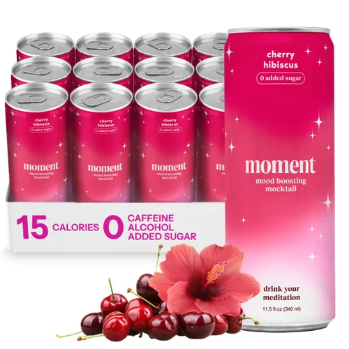 Vista 8 de Moment Mocktails - Bebidas sin alcohol (Shark Tank) – Calma, claridad y relajación con L-teanina y ashwagandha – Bebida adaptógena espumosa – 0