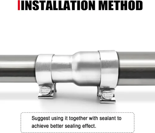 Vista 4 de Adaptador de Escape de 2 a 2.5 Pulgadas, Tubo Conector Reductor de Escape de 2" DI a 2.5" DI con Abrazadera