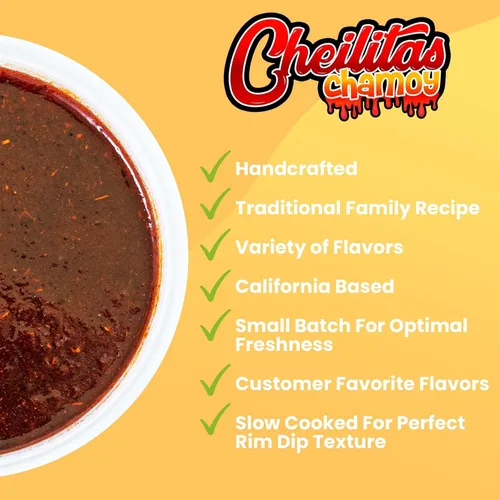 Vista 6 de Cheilitas Chamoy Salsa de caramelo mexicano natural para bordes Hecho a mano para bebidas, cócteles, micheladas, cerveza y más (mango)