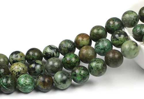 Vista 3 de MJDCB Cuentas de Turquesa Africana Natural Redondas Piedras Sueltas para Hacer Joyas Pulsera Collar Accesorio DIY 15" (4mm)