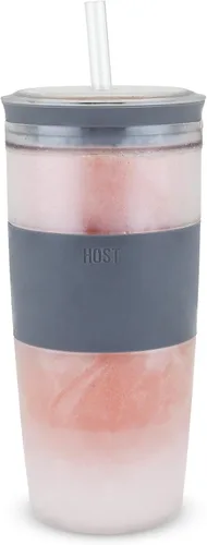 HOST Vaso enfriador de bebidas congelables con aislamiento de doble pared con vasos de gel de congelación para vino tinto y blanco, popote y tapa,
