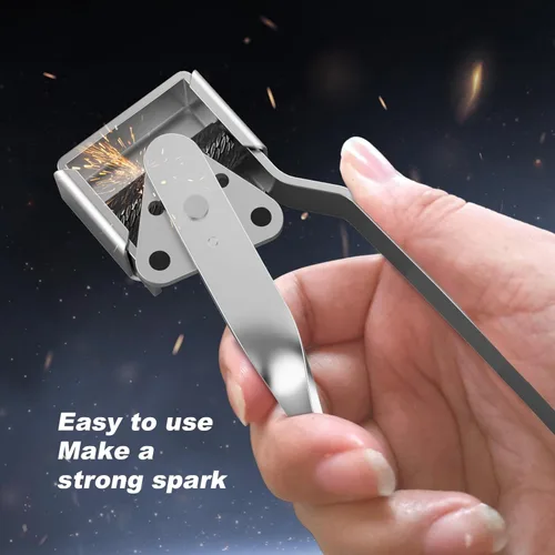 Vista 3 de 2 piezas de antorcha de pedernal triple con 6 pedernales de repuesto de larga duración, encendedor de chispas, encendedor de pedernal para soldadura