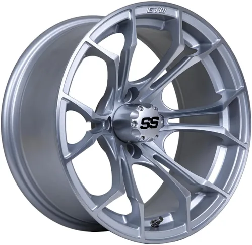 Vista 22 de GTW Spyder - Rueda de aluminio para carrito de golf de 10 pulgadas 10x7 4-4 Perno Desplazamiento 3:4 (Mecanizado/Negro)