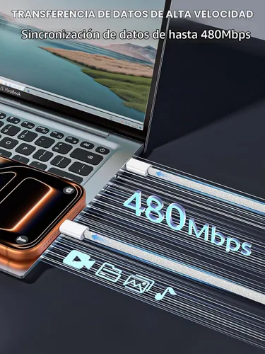 Vista 3 de Adaptador de corriente dinámico Apple de 40W-60W, cargador USB C rápido, paquete de 2 cargadores de iPhone, carga rápida de 6 pies, cables de carga