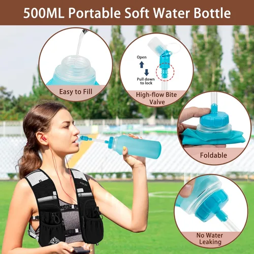 Vista 8 de Running Hydration Vest for Women Men - Waterproof Running Water Backpack Hydration Pack with 12 Pockets, Lightweight Water Vest for Hiking Trail