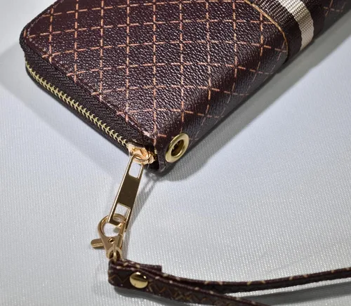 Vista 4 de Cartera de diseñador para mujer con bloqueo RFID, cartera de cuero DA, cartera grande para teléfono, bolso de viaje, cartera de muñeca para mujer