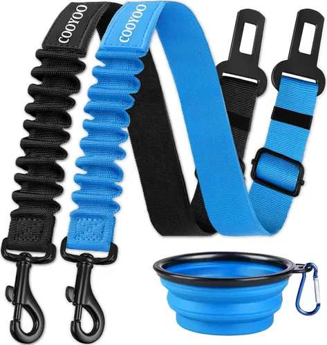 COOYOO cinturón de seguridad retráctil y ajustable para perro, juego de 3 piezas, cinturón de nailon para vehículo, para que tu mascota esté segura,