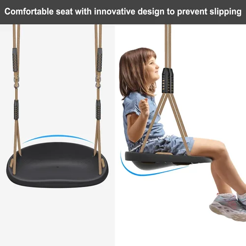 Vista 4 de SELEWARE Paquete de 2 asientos de columpio de plástico resistente con cuerda ajustable y conexión rápida, accesorios de repuesto para niños