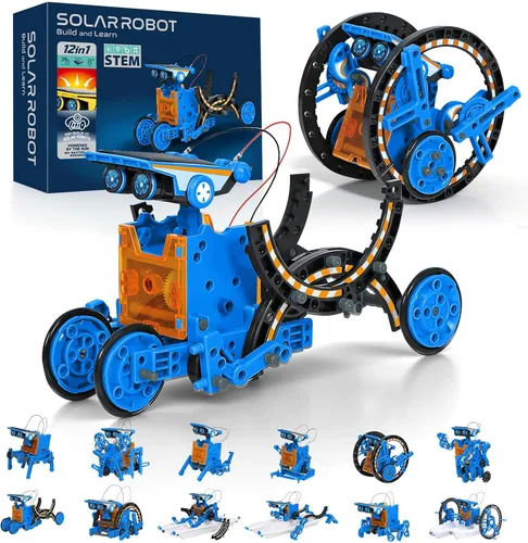 AESGOGO 12 en 1 STEM Kits de Juguetes de Robot de Energía Solar para Niños de 8 a 13 años, Kit de Construcción de Robot Educativo Científico para