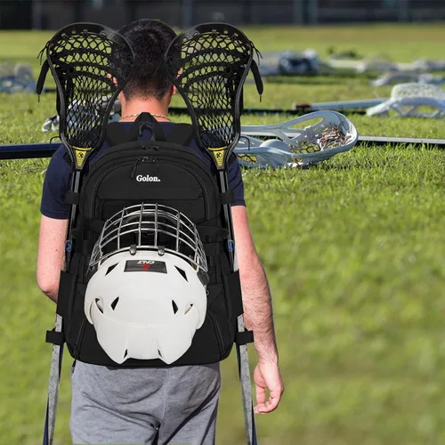 Vista 7 de Goloni Lacrosse - Mochila para equipo con dos palos y compartimento separado para tacos y bolsa de hockey sobre césped