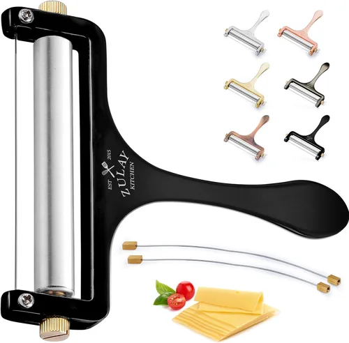 Vista 10 de Zulay Cortador de Queso Ajustable - Cortador de Alambre para Mozzarella, Cheddar, Gouda - De Uso Rudo Con 2 Alambres Extras (Cobre)