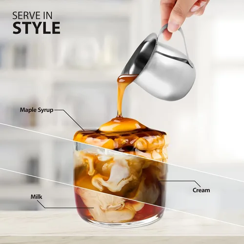 Vista 3 de EHOMEA2Z Crema de campana de acero inoxidable para jarra de espuma de café expreso (2, 3 onzas)