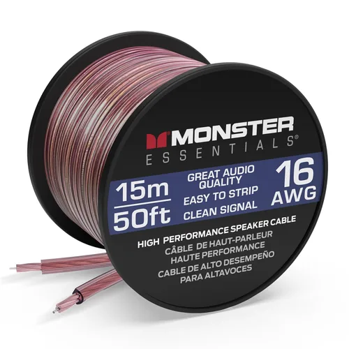 Vista 12 de Monster XP Cable de altavoz de aluminio revestido de cobre (CCA) Cable de calibre 14, carrete de 100 pies, ideal para cables de cine en casa y cable