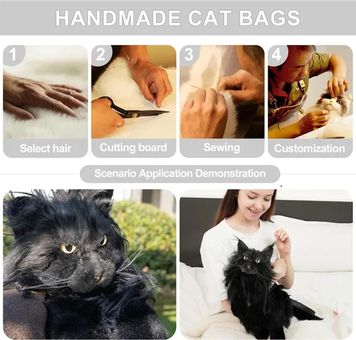 Vista 7 de Chongker Mochila con forma de gato Calico, Negro -, Grande, Gato Mainecoon