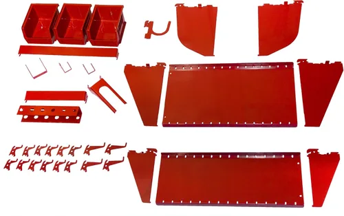 Juego de accesorios ranurados Wall Control para estación de trabajo, Rojo, KT-400-WRK R