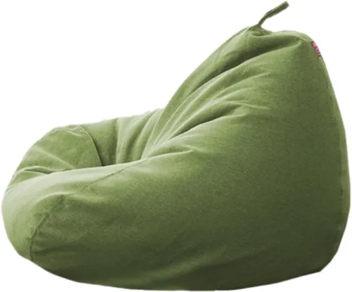 NIBHZ Funda de hojaldre de pera sin relleno, de lino y algodón, con cojín de pera, puf, sofá perezoso, funda moldeable, verde, 27.6 x 31.5 in