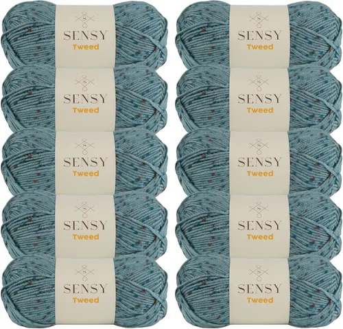 Vista 31 de Sensy Tweed - Ovillo de lana de tweed, 3.5 onzas, 214 yardas, calibre 4 mediano (azul)