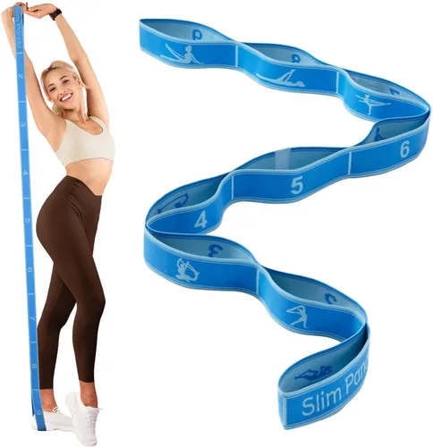 Slim Panda Correa elástica, flexibilidad, bandas elásticas de baile, correa elástica de yoga con 9 bucles para terapia física, pilates, yoga,