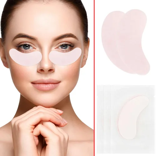 Vista 6 de 100 pares de parches de gel de hidrogel para debajo de los ojos, sin pelusas, almohadillas de pestañas para extensión de pestañas, máscara