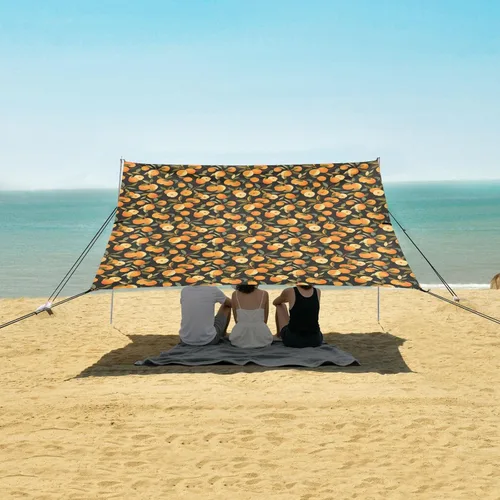 Vista 5 de Cute Nectarines Beach Tent & Canopy UPF50+ Easy Setup Large Portable Sun Shelter with Sandbags & Sand Shovel for Backyard and Camping