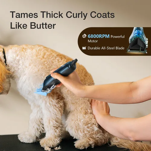 Vista 3 de Cortapelos FuzzyFix para aseo de perros para abrigos gruesos, kit de afeitado y recorte de pelo para mascotas inalámbrico recargable profesional