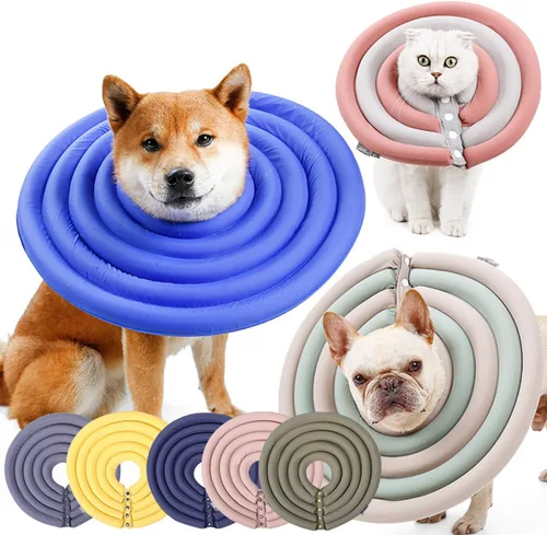 Vista 4 de Collar para mascotas, collar para perro Elizabeth para recuperación de cirugía, collar electrónico ligero, cubierta protectora con capucha