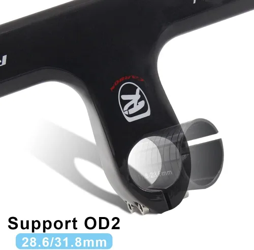 Vista 4 de Manillar de fibra de carbono completo para bicicleta de carretera, manillar de carbono totalmente integrado con el tallo de 31.8 mm. Diseño