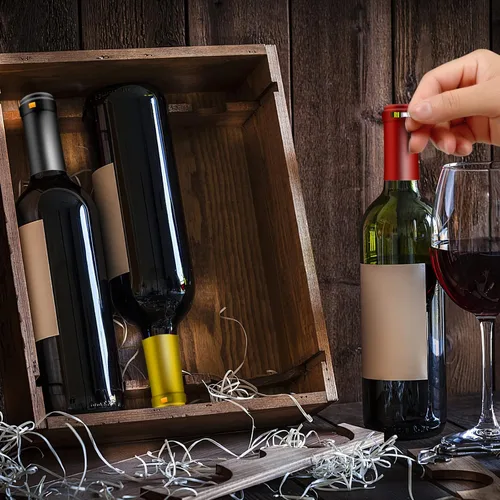 Vista 7 de Cápsulas termorretráctiles de PVC, 120 unidades de fundas retráctiles de vino negro mate, tapas transparentes para botellas de corchos, cápsulas