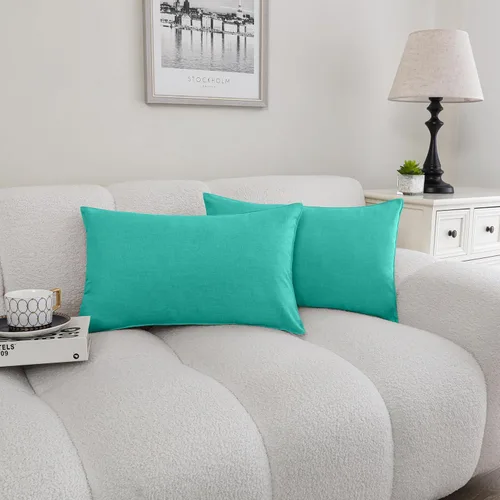 Vista 21 de NiNi ALL Juego de 2 fundas de almohada impermeables para exteriores, decorativas, casa de campo, jardín, fundas de cojín sólidas para patio, tienda