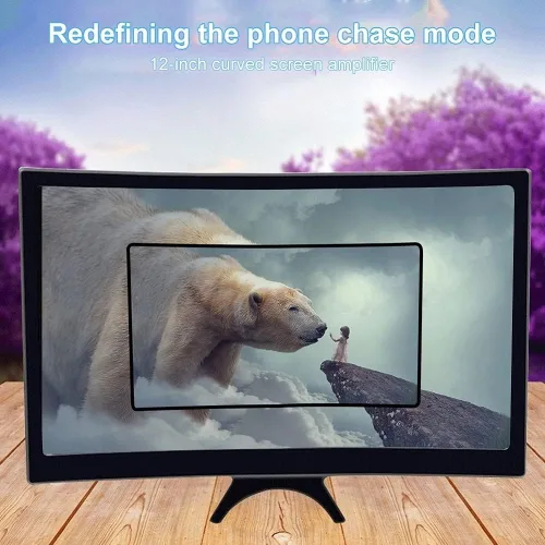 Vista 2 de 12 pulgadas 3D curvado HD teléfono pantalla amplificador plegable teléfono titular traje para todos los teléfonos inteligentes