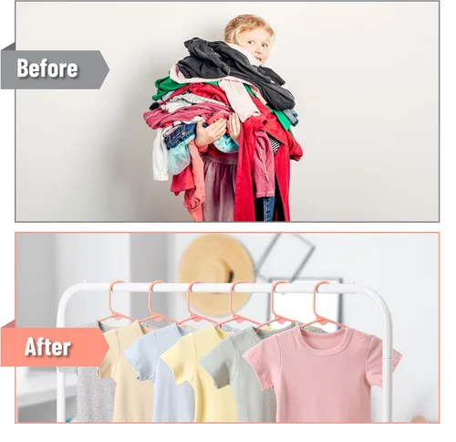 Vista 6 de Mr. Pen Perchas de plástico para niños, paquete de 10, color naranja, para niños y bebés