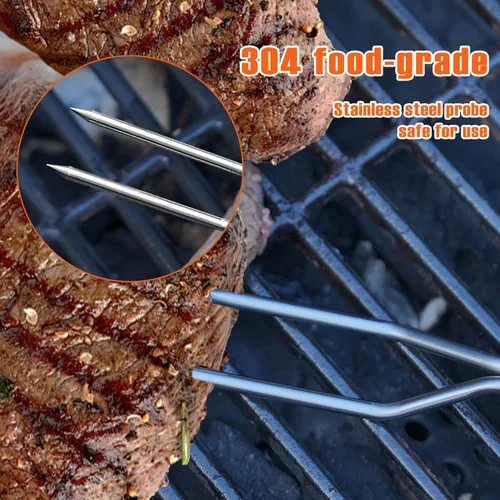 Vista 6 de Termómetro inalámbrico inteligente para carne: Bluetooth, largo alcance, mide temperatura interna y ambiente para barbacoa, parrilla, cocina