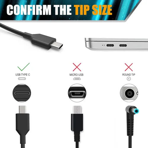 Vista 2 de SLE-TECH Cargador universal para Chromebook USB C de 65 W compatible con HP Chroembook Lenovo Thinkpad/Yoga Dell Chromebook 3100 Asus, Samsung