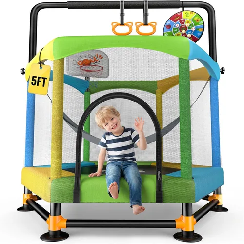 Vista 12 de Twinkoo Trampolín para niños con mango de espuma, marco antiinclinación y cubierta de resorte acolchada gruesa, mini trampolín para interiores