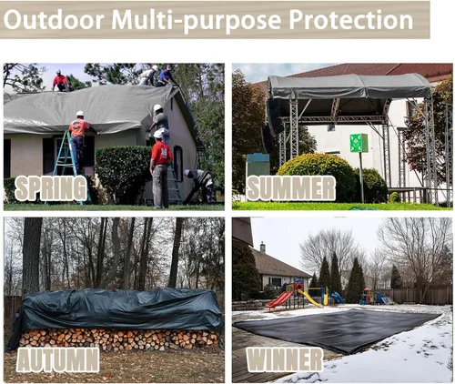Vista 7 de Yescom Lona de Polietileno Reforzada de Servicio Pesado de 16 x 20 pies, 14 mil, Lona Impermeable Reversible, Cubierta de Lámina para Suelo, Lonas