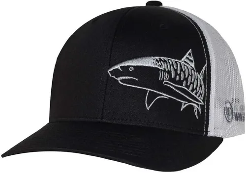 Vista 4 de Sombrero de camionero de buceo con tiburón: Snapback ajustable para hombre, para pesca, pesca submarina