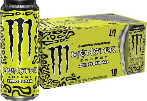 Monster Energy Lando Norris, bebida energética sin azúcar, 16 onzas (paquete de 15)