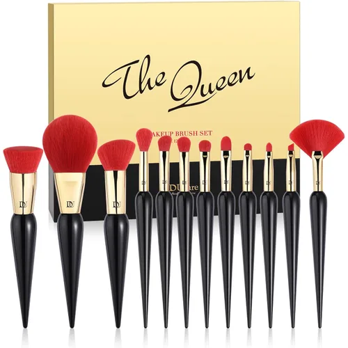 DUcare Brochas de maquillaje, 12 piezas, serie Queen, juego de brochas de maquillaje, regalos de primera calidad, base Kabuki, mezcla de polvo