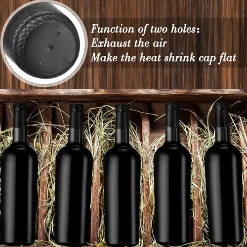 Vista 7 de Zonon 200 Piezas de Cápsulas Termorretráctiles de PVC para Botellas de Salsa Picante, Botellas Woozy de Vino de 28 x 50mm, Cápsulas de Tapas Negro