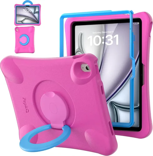 Vista 10 de Pepkoo Funda para iPad Air de 13 pulgadas para niños con soporte giratorio de 360°, funda de mango de EVA a prueba de golpes para iPad Air de 13
