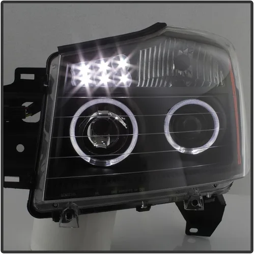Vista 8 de AKKON - Faros de repuesto LED DRL de día con anillo doble halo y bisel negro para Nissan Titan Armada