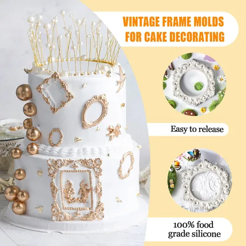 Vista 4 de Molde de silicona de marco pequeño, herramientas de decoración de pasteles Sugarcraft, moldes de pasta de fondant, 2 uds