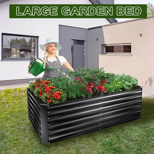 Vista 7 de EDOSTORY Kit de cama de jardín elevada de metal, maceta galvanizada de 6 x 3 x 2 pies de alto, cajas de jardín elevadas para exteriores, grandes