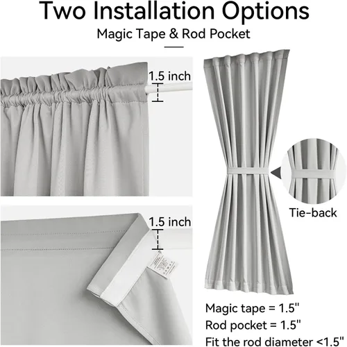 Vista 101 de Vatge - Cortinas laterales para ventana de puerta, cortinas para luz lateral de puerta frontal, 1 panel, 12 (ancho) x 72 (largo) pulgadas, aguamarina
