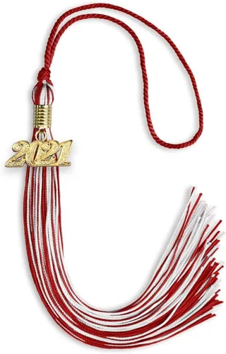 Vista 7 de Endea Graduation - Borla de doble color mixto con fecha dorada (negro/dorado antiguo, 2021)