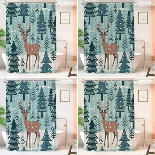 Vista 485 de Shrahala Father and Child Embracing No Hooks Shower Curtain with Snap in Liner Set, Tender Moment Captured Bathroom Décor Polyester Fiber Waterproof